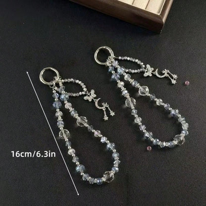 1pc Oversized Crystal Bead Phone Lanyard- Shiny Fairy Style Wrist Strap Phone Charm, Transparent Glossy Luxury Multi-Functional Phone Accessory, Suitable For Most Smartphones