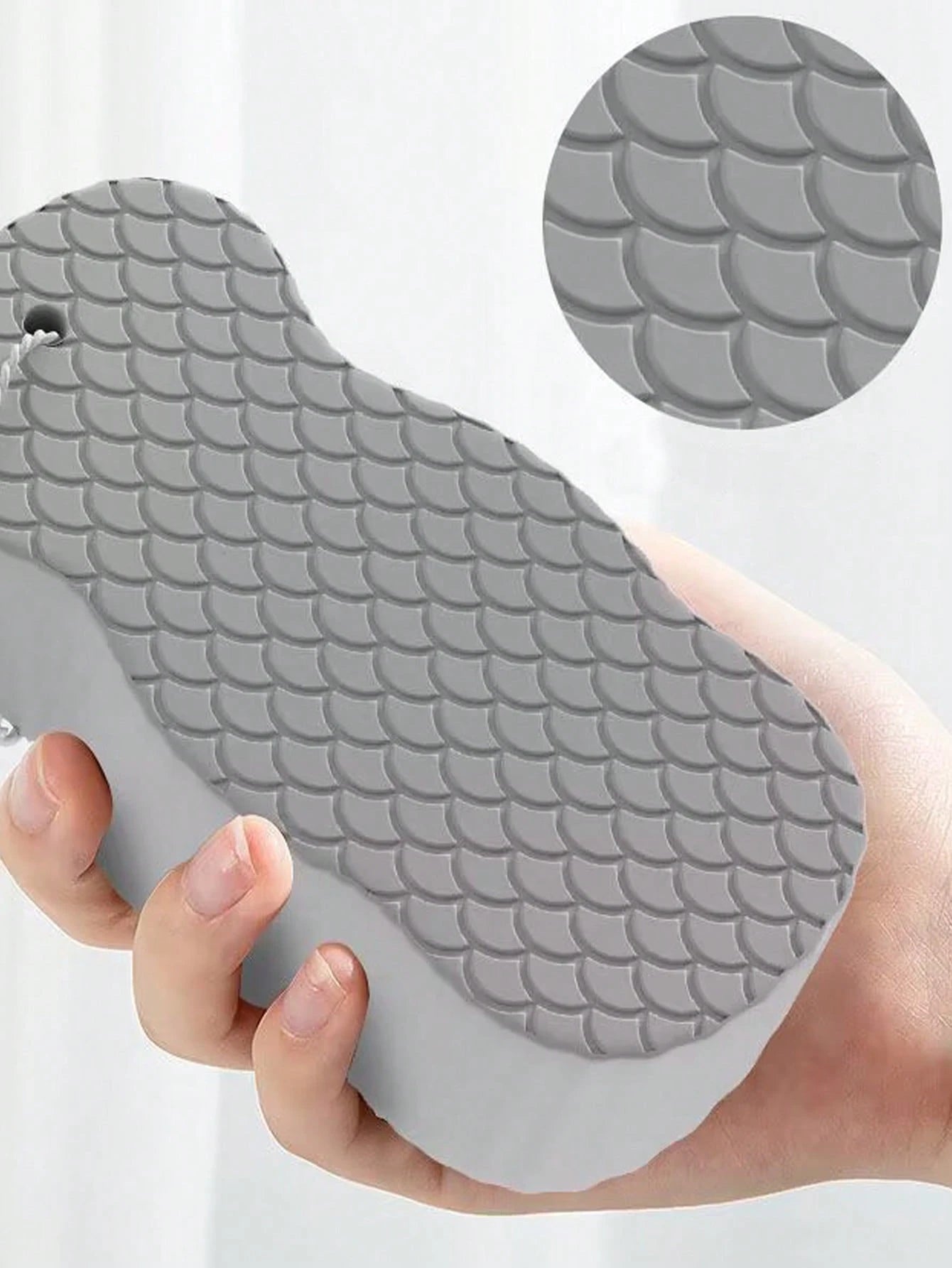 1pc Painless Exfoliating Sponge For Body Scrub, Grey,Bag,Organizer,Storage,Hair Clips