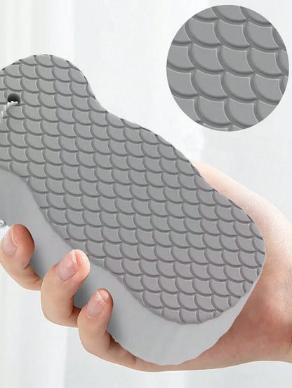 1pc Painless Exfoliating Sponge For Body Scrub, Grey,Bag,Organizer,Storage,Hair Clips