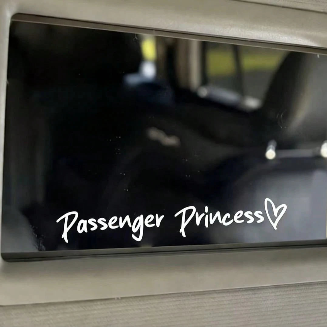 1pc Passenger Princess Rearview Mirror Sticker, Waterproof Removable Vinyl. Easy To Apply, Fit All Cars. Cute Letter Design, Stylish Interior Decor Perfect For Female Drivers.