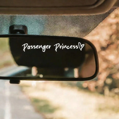 1pc Passenger Princess Rearview Mirror Sticker, Waterproof Removable Vinyl. Easy To Apply, Fit All Cars. Cute Letter Design, Stylish Interior Decor Perfect For Female Drivers.