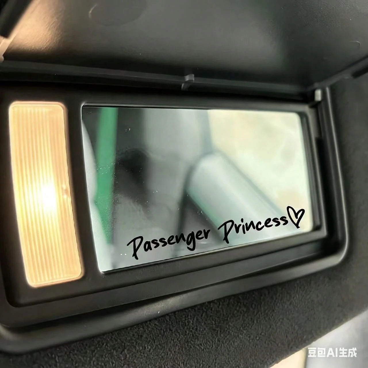 1pc Passenger Princess Rearview Mirror Sticker, Waterproof Removable Vinyl. Easy To Apply, Fit All Cars. Cute Letter Design, Stylish Interior Decor Perfect For Female Drivers.