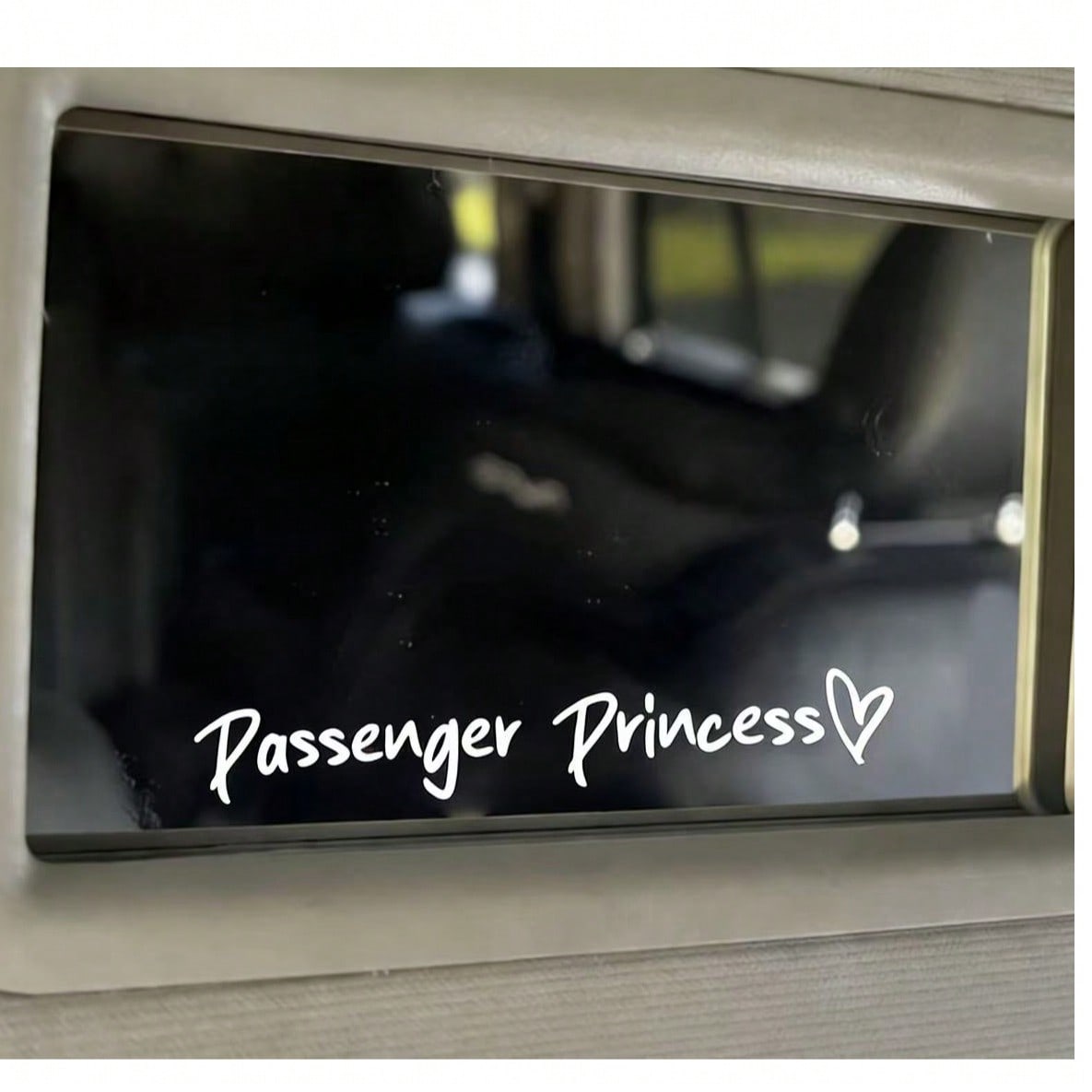 1pc Passenger Princess Rearview Mirror Sticker, Waterproof Removable Vinyl. Easy To Apply, Fit All Cars. Cute Letter Design, Stylish Interior Decor Perfect For Female Drivers.
