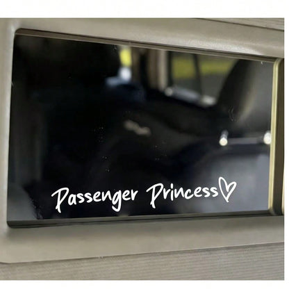 1pc Passenger Princess Rearview Mirror Sticker, Waterproof Removable Vinyl. Easy To Apply, Fit All Cars. Cute Letter Design, Stylish Interior Decor Perfect For Female Drivers.