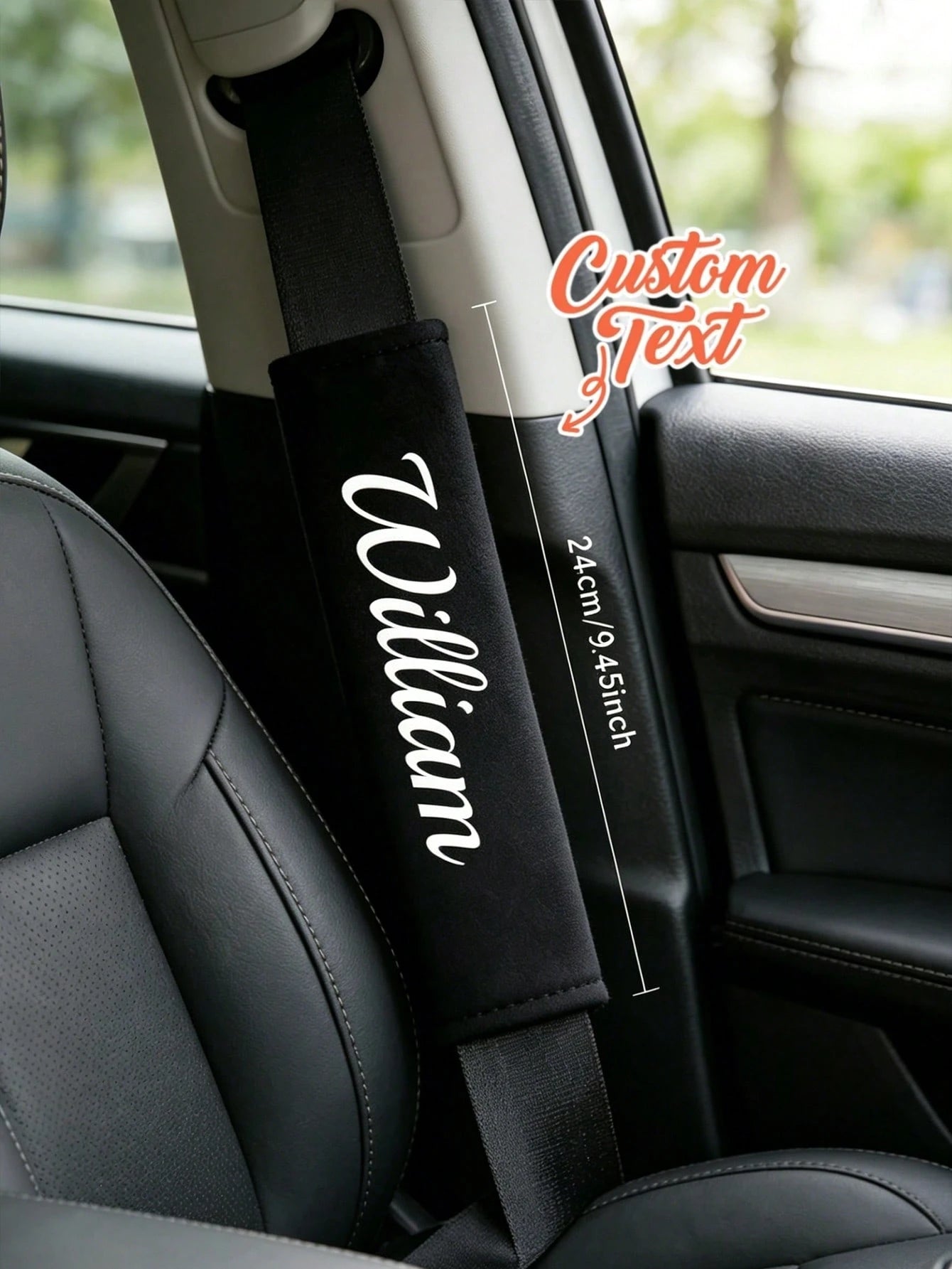 1pc Personalized Car Seat Belt Cover, Customized Name Car Safety Belt Sleeve, Personalized Shoulder Strap Car Interior Decor, Suitable For Decorating Your Beloved Car, Streetwear Fashion, Autumn Decor
