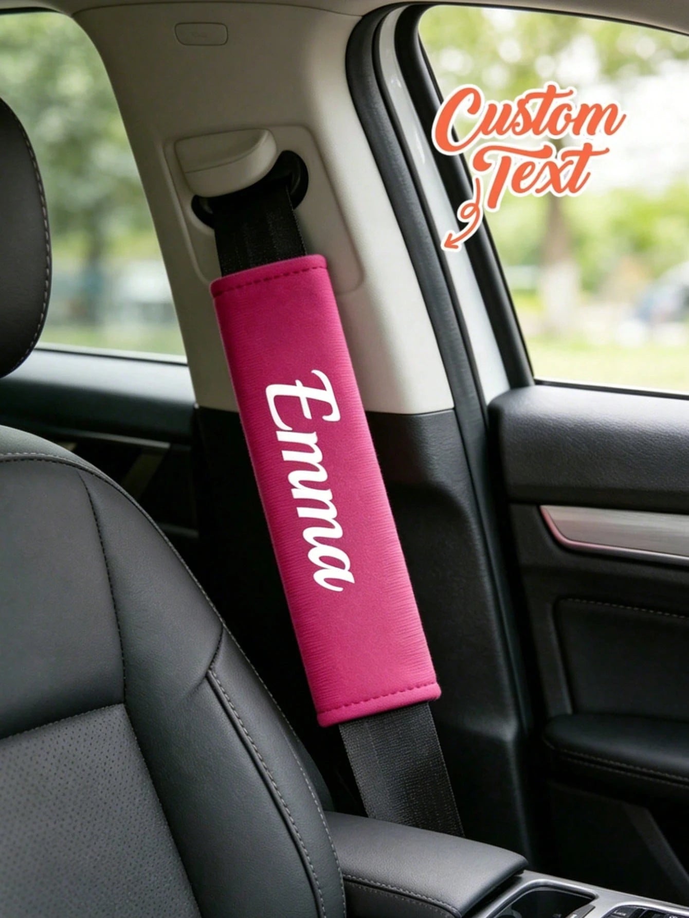 1pc Personalized Car Seat Belt Cover, Customized Name Car Safety Belt Sleeve, Personalized Shoulder Strap Car Interior Decor, Suitable For Decorating Your Beloved Car, Streetwear Fashion, Autumn Decor