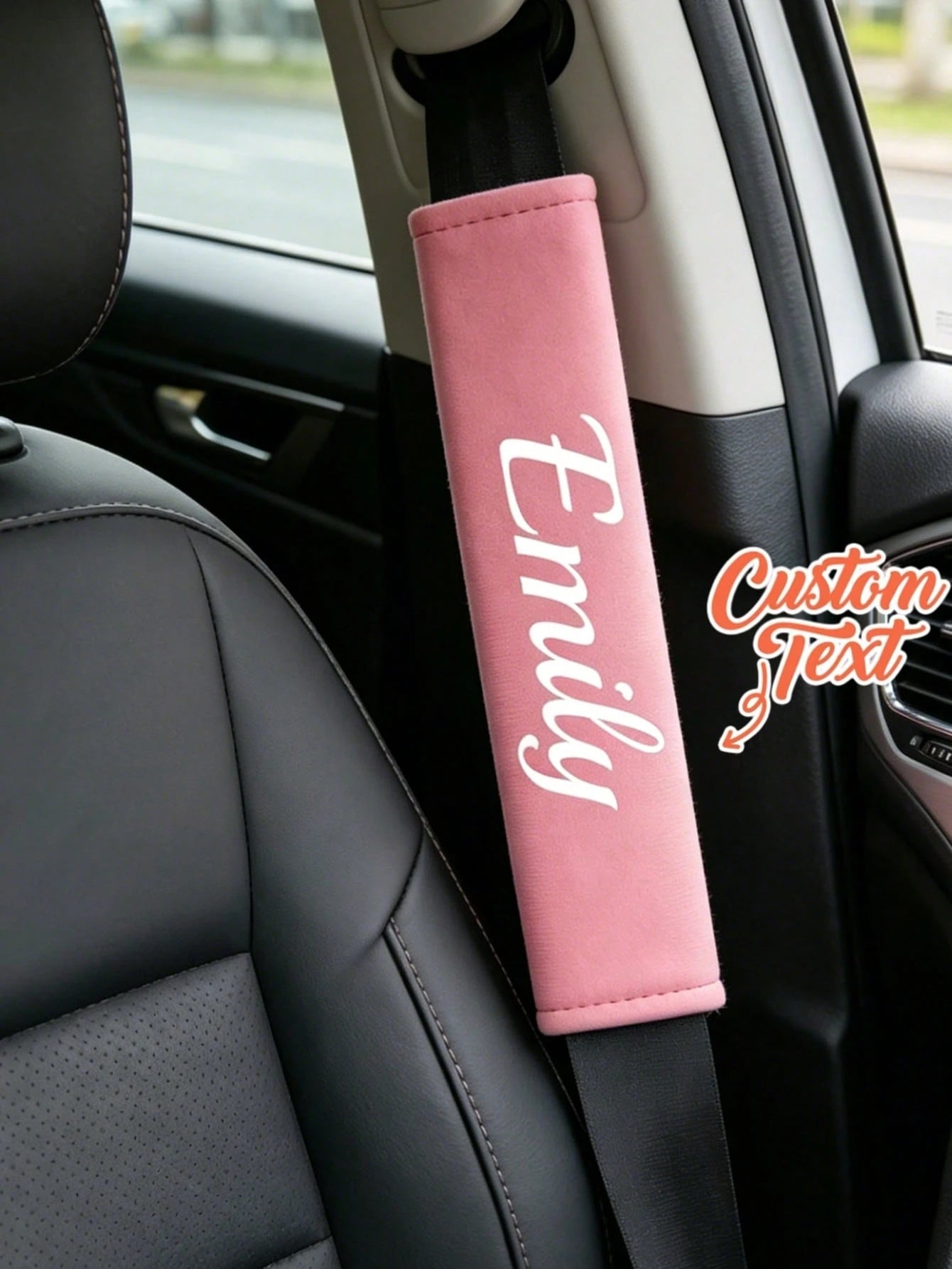 1pc Personalized Car Seat Belt Cover, Customized Name Car Safety Belt Sleeve, Personalized Shoulder Strap Car Interior Decor, Suitable For Decorating Your Beloved Car, Streetwear Fashion, Autumn Decor
