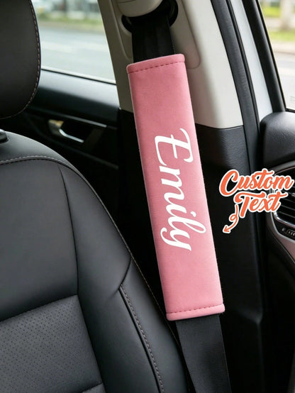 1pc Personalized Car Seat Belt Cover, Customized Name Car Safety Belt Sleeve, Personalized Shoulder Strap Car Interior Decor, Suitable For Decorating Your Beloved Car, Streetwear Fashion, Autumn Decor
