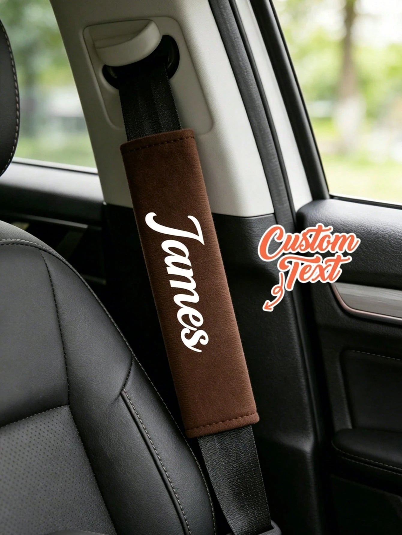 1pc Personalized Car Seat Belt Cover, Customized Name Car Safety Belt Sleeve, Personalized Shoulder Strap Car Interior Decor, Suitable For Decorating Your Beloved Car, Streetwear Fashion, Autumn Decor