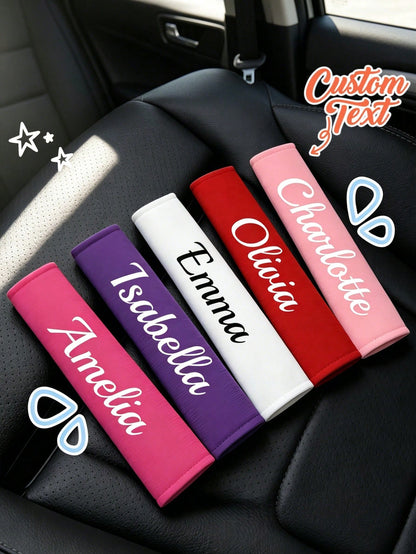 1pc Personalized Car Seat Belt Cover, Customized Name Car Safety Belt Sleeve, Personalized Shoulder Strap Car Interior Decor, Suitable For Decorating Your Beloved Car, Streetwear Fashion, Autumn Decor