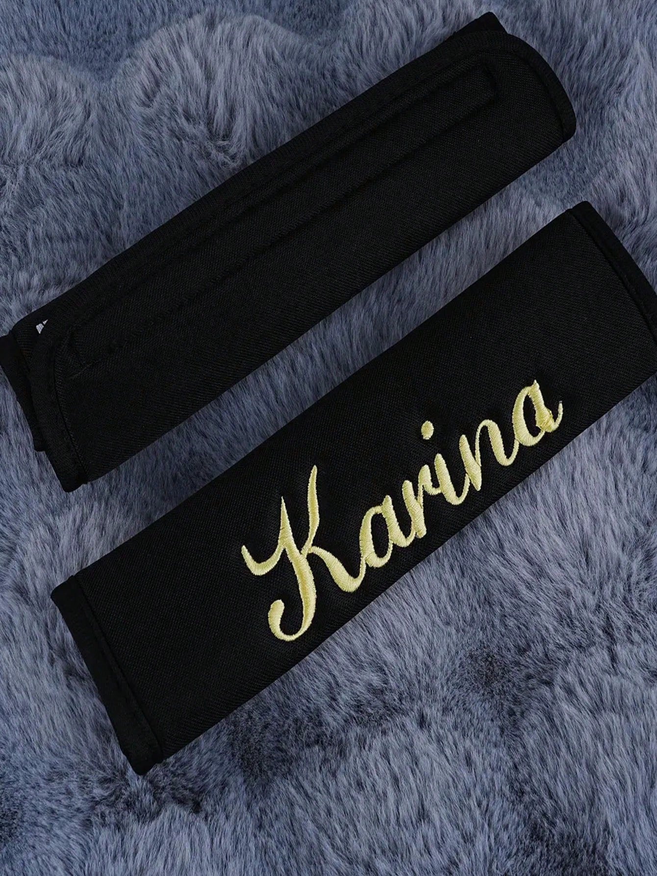 1pc Personalized Embroidered Car Seat Belt Cover, Custom Name Car Seat Belt Sleeve, Embroidered Shoulder Strap Car Interior Decor, Suitable To Decorate Your Beloved Car,Street Casual Chic,Fall Decor