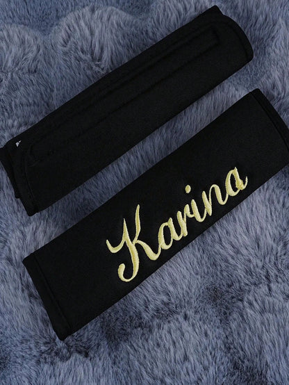 1pc Personalized Embroidered Car Seat Belt Cover, Custom Name Car Seat Belt Sleeve, Embroidered Shoulder Strap Car Interior Decor, Suitable To Decorate Your Beloved Car,Street Casual Chic,Fall Decor