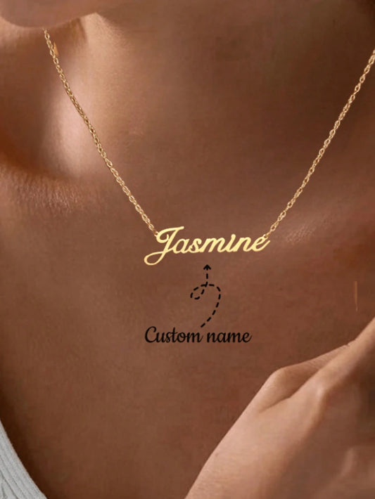 1pc Personalized Minimalist DIY Name Necklace Stainless Steel Choker Accessory (English Name Only), Fashion, Autumn Style, Retro, Minimalist, Soccer Mom, Casual, Vintage Custom, Personalized, Wedding