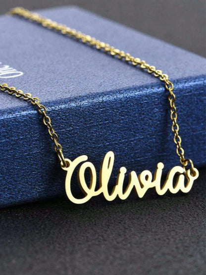 1pc Personalized Minimalist DIY Name Necklace Stainless Steel Choker Accessory (English Name Only), Fashion, Autumn Style, Retro, Minimalist, Soccer Mom, Casual, Vintage Custom, Personalized, Wedding