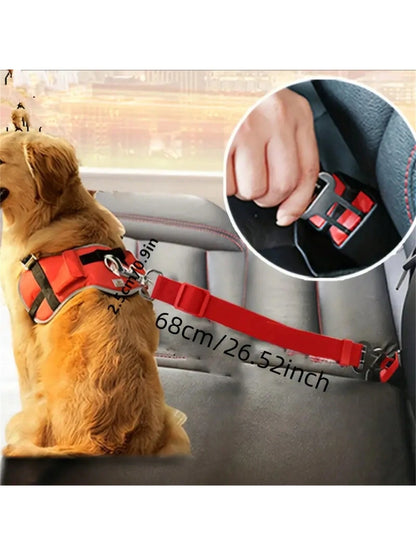 1pc Pet Car Safety Leash, Retractable Dog Safety Belt, Nylon Material Vehicle Restraint, Durable (This Product Is Used To Limit Pet's Activity In The Car, Making Your Travel Safer. Please Do Not Over