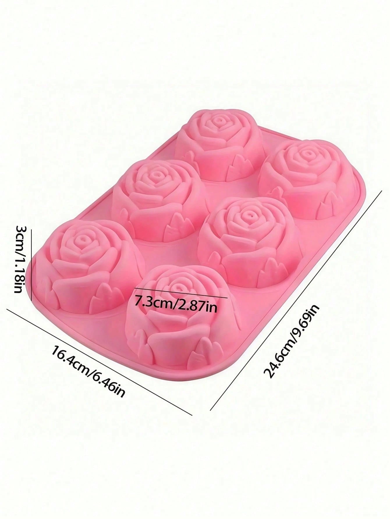 1pc Pink 6-Cavity Rose Flower Shaped Silicone Soap Mold- High Temperature Resistant, DIY Handmade Soap Making Mold For Candles, Bath Bombs, Resin, Wax- Non-Stick Flexible- Gift For Crafters, Artisa