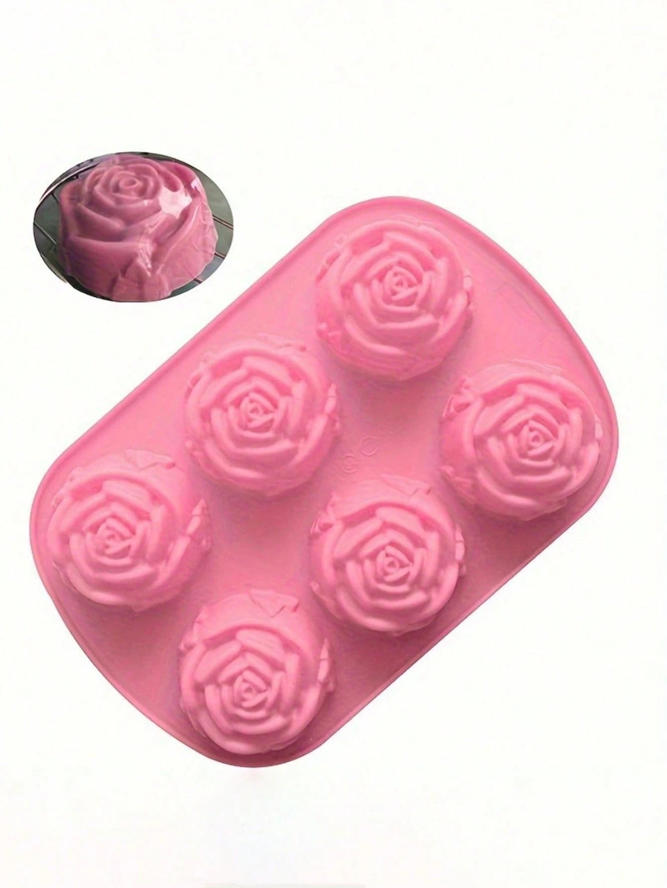 1pc Pink 6-Cavity Rose Flower Shaped Silicone Soap Mold- High Temperature Resistant, DIY Handmade Soap Making Mold For Candles, Bath Bombs, Resin, Wax- Non-Stick Flexible- Gift For Crafters, Artisa