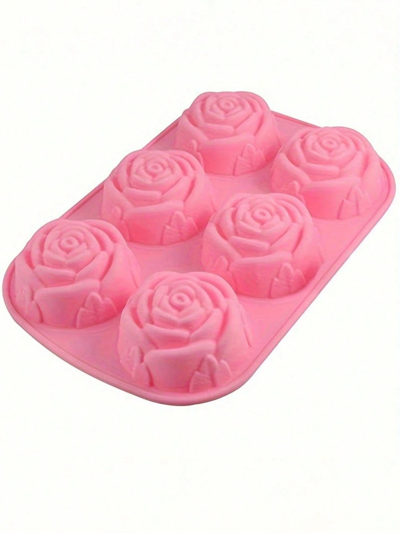 1pc Pink 6-Cavity Rose Flower Shaped Silicone Soap Mold- High Temperature Resistant, DIY Handmade Soap Making Mold For Candles, Bath Bombs, Resin, Wax- Non-Stick Flexible- Gift For Crafters, Artisa