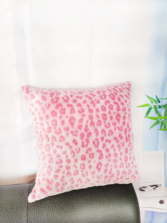 1pc Pink Leopard Pattern Cushion Cover Without Filler, Soft Stretchy Throw Pillow Cover For Household