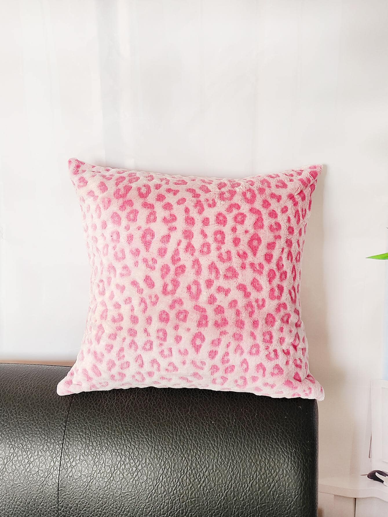 1pc Pink Leopard Pattern Cushion Cover Without Filler, Soft Stretchy Throw Pillow Cover For Household