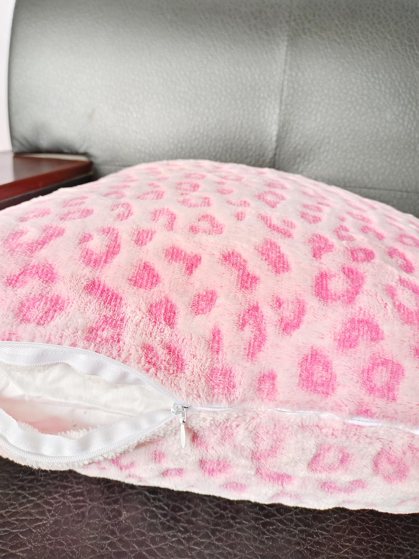 1pc Pink Leopard Pattern Cushion Cover Without Filler, Soft Stretchy Throw Pillow Cover For Household