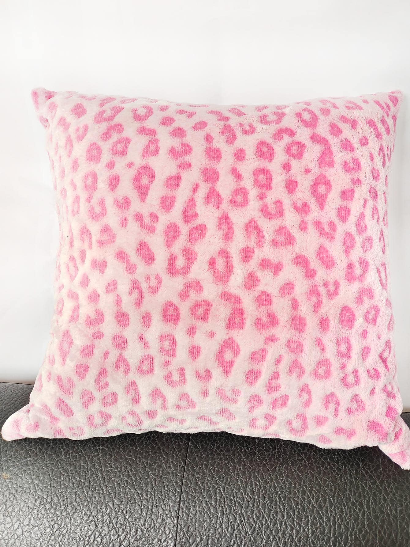 1pc Pink Leopard Pattern Cushion Cover Without Filler, Soft Stretchy Throw Pillow Cover For Household