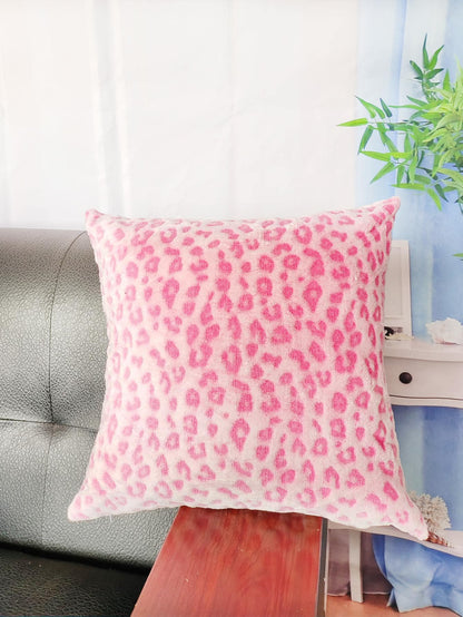 1pc Pink Leopard Pattern Cushion Cover Without Filler, Soft Stretchy Throw Pillow Cover For Household