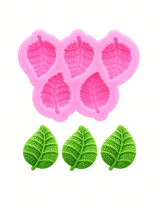 1pc Pink Liquid Silicone Material Mini Leaf Silicone Mold, Resin Accessories Silicone Mold For Making Cream Glue Resin DIY Handmade Earrings, Hair Accessories, Phone Case Decoration