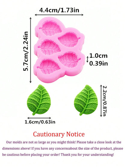 1pc Pink Liquid Silicone Material Mini Leaf Silicone Mold, Resin Accessories Silicone Mold For Making Cream Glue Resin DIY Handmade Earrings, Hair Accessories, Phone Case Decoration