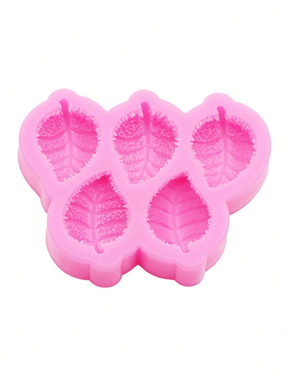 1pc Pink Liquid Silicone Material Mini Leaf Silicone Mold, Resin Accessories Silicone Mold For Making Cream Glue Resin DIY Handmade Earrings, Hair Accessories, Phone Case Decoration