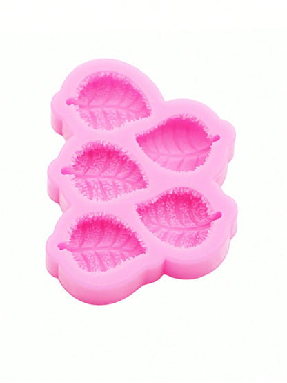 1pc Pink Liquid Silicone Material Mini Leaf Silicone Mold, Resin Accessories Silicone Mold For Making Cream Glue Resin DIY Handmade Earrings, Hair Accessories, Phone Case Decoration