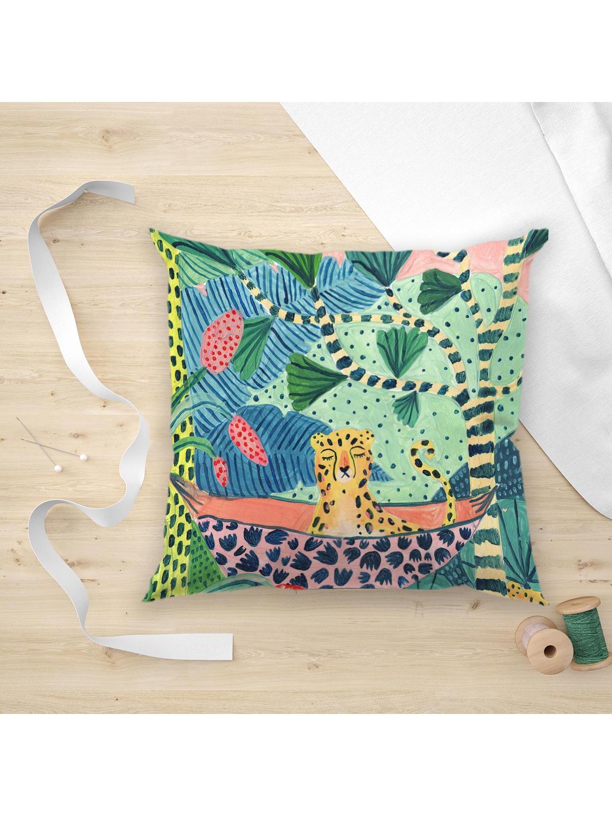 1pc Plant Print Cushion Cover Without Filler, Modern Fabric Decorative Throw Pillow Case For Living Room And Bedroom