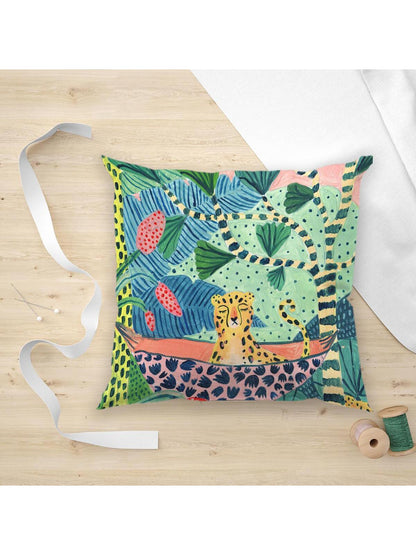 1pc Plant Print Cushion Cover Without Filler, Modern Fabric Decorative Throw Pillow Case For Living Room And Bedroom