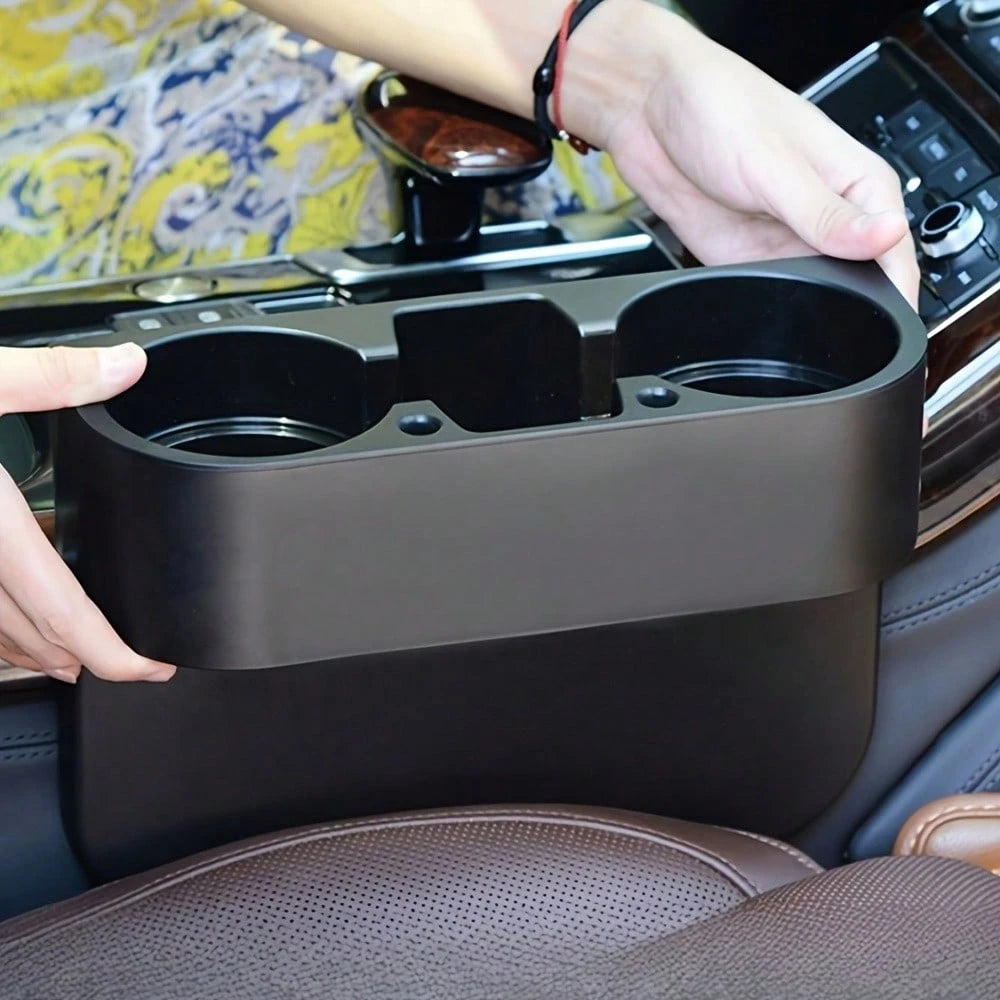 1pc Portable Car Cup Holder Multi-Functional Car Interior Organizer- Made Of Plastic, Suitable For Gaps Between Vehicle Seats- Holder Box For Cups, Bottles, Phones, And Drinks.