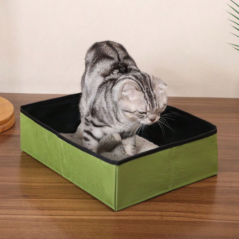 1PC Portable Foldable Cat Litter Box For Cats Large Waterproof Travel Litter Tray Easy Clean Durable Collapsible Pet Toilet Box Indoor Outdoor Use