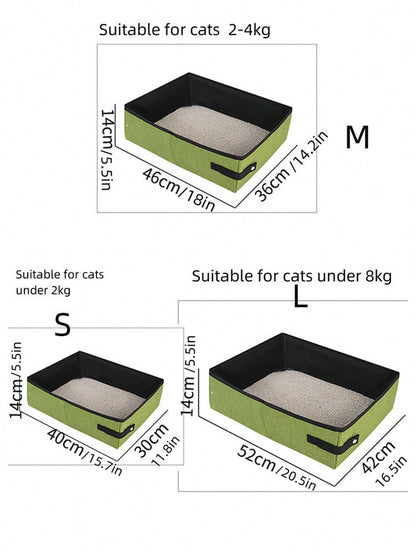 1PC Portable Foldable Cat Litter Box For Cats Large Waterproof Travel Litter Tray Easy Clean Durable Collapsible Pet Toilet Box Indoor Outdoor Use