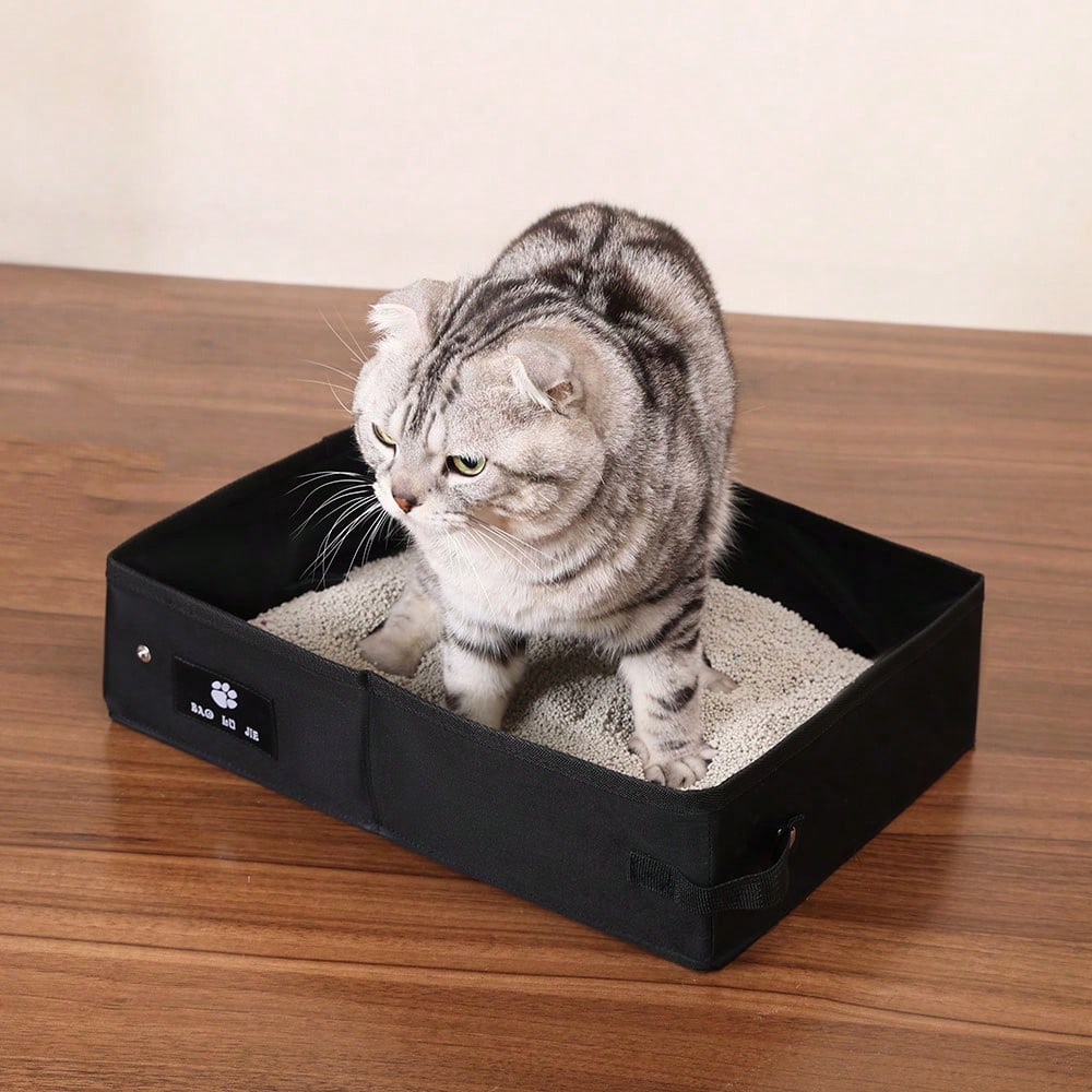 1PC Portable Foldable Cat Litter Box For Cats Large Waterproof Travel Litter Tray Easy Clean Durable Collapsible Pet Toilet Box Indoor Outdoor Use