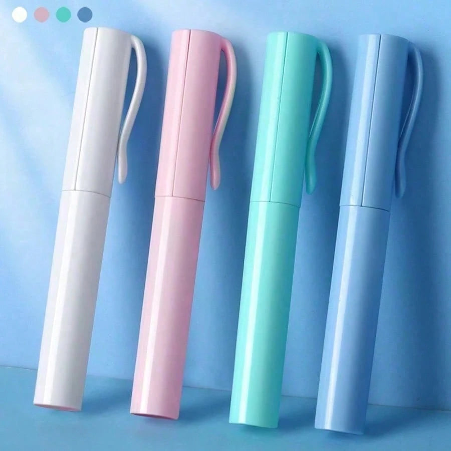 1pc Portable Pen Shaped Scissors With Safety Cap, Compact Stainless Steel Paper Cutter For Students, Creative Office School Stationery Supplies, Fits In Pencil Case