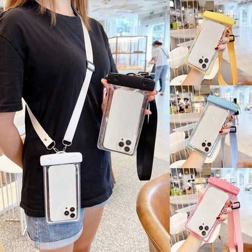 1pc Portable Universal Luminous Waterproof Phone Case With Shoulder Strap, Touch Screen Suitable For All Smartphones, Ideal For Swimming, Diving, Water Sports And Travel, Perfect Gift For Adventurers