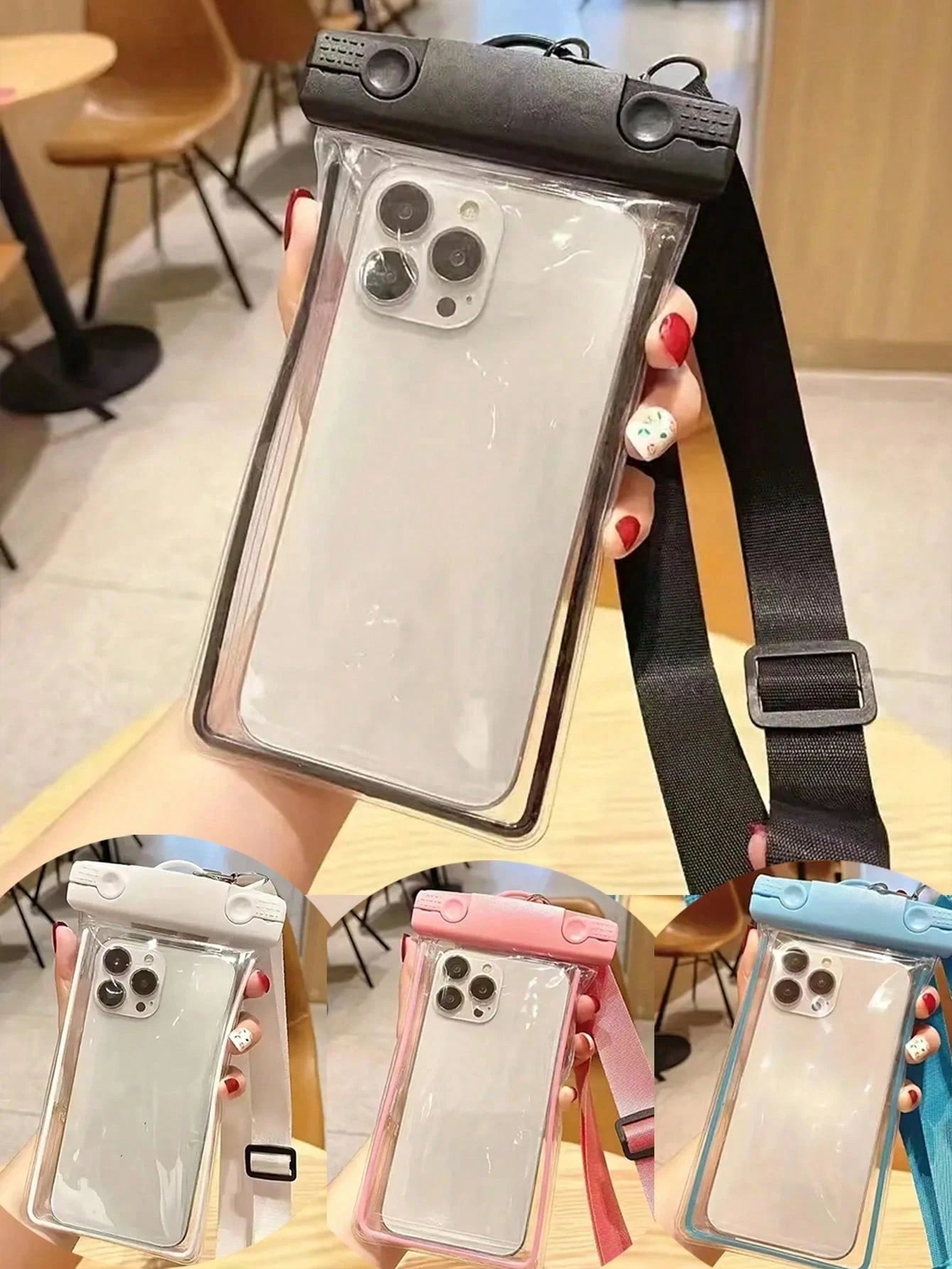 1pc Portable Universal Luminous Waterproof Phone Case With Shoulder Strap, Touch Screen Suitable For All Smartphones, Ideal For Swimming, Diving, Water Sports And Travel, Perfect Gift For Adventurers