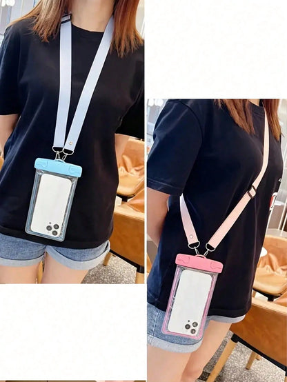 1pc Portable Universal Luminous Waterproof Phone Case With Shoulder Strap, Touch Screen Suitable For All Smartphones, Ideal For Swimming, Diving, Water Sports And Travel, Perfect Gift For Adventurers