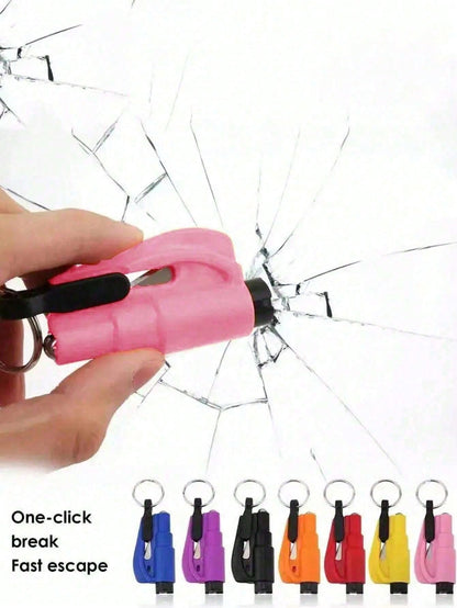 1pc PP Material 2-In-1 Emergency Seatbelt Cutter With Car Keychain, Safety Hammer, Mini Fire Hammer, Escape Tool For Car Emergency, Window Breaker,Portable Rescue Tool Keyring,Emergency Hammer,Car Eme