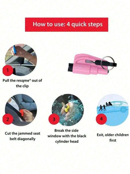1pc PP Material 2-In-1 Emergency Seatbelt Cutter With Car Keychain, Safety Hammer, Mini Fire Hammer, Escape Tool For Car Emergency, Window Breaker,Portable Rescue Tool Keyring,Emergency Hammer,Car Eme