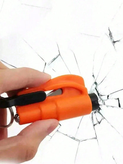 1pc PP Material 2-In-1 Emergency Seatbelt Cutter With Car Keychain, Safety Hammer, Mini Fire Hammer, Escape Tool For Car Emergency, Window Breaker,Portable Rescue Tool Keyring,Emergency Hammer,Car Eme