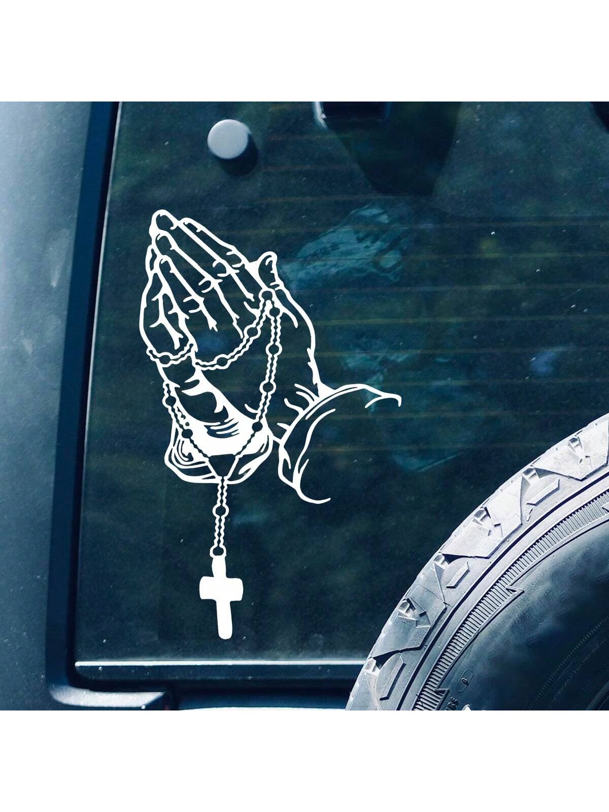 1pc Praying Hands Car Exterior Decal Sticker