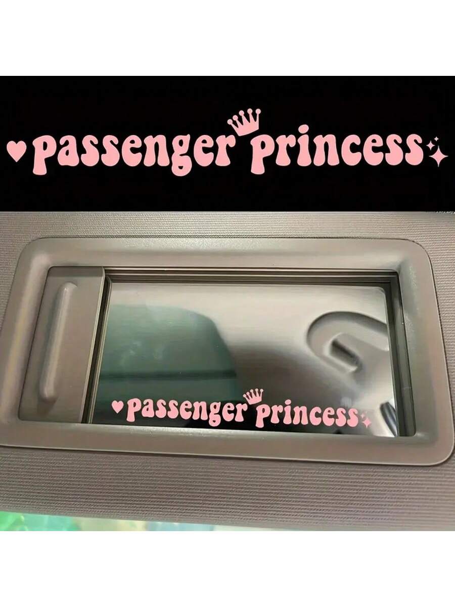 1pc Princess Passenger Sticker, Funny Car Sticker, Truck Car Accessories Rearview Mirror Window JDM Vinyl Letter Sticker, Suitable For Men, Women, Girls, Queen (White, 4.7 Inch)