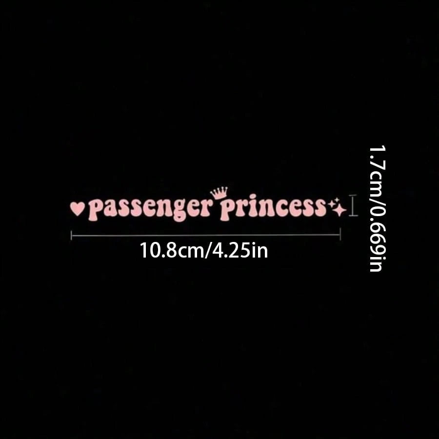 1pc Princess Passenger Sticker, Funny Car Sticker, Truck Car Accessories Rearview Mirror Window JDM Vinyl Letter Sticker, Suitable For Men, Women, Girls, Queen (White, 4.7 Inch)