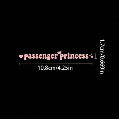 1pc Princess Passenger Sticker, Funny Car Sticker, Truck Car Accessories Rearview Mirror Window JDM Vinyl Letter Sticker, Suitable For Men, Women, Girls, Queen (White, 4.7 Inch)