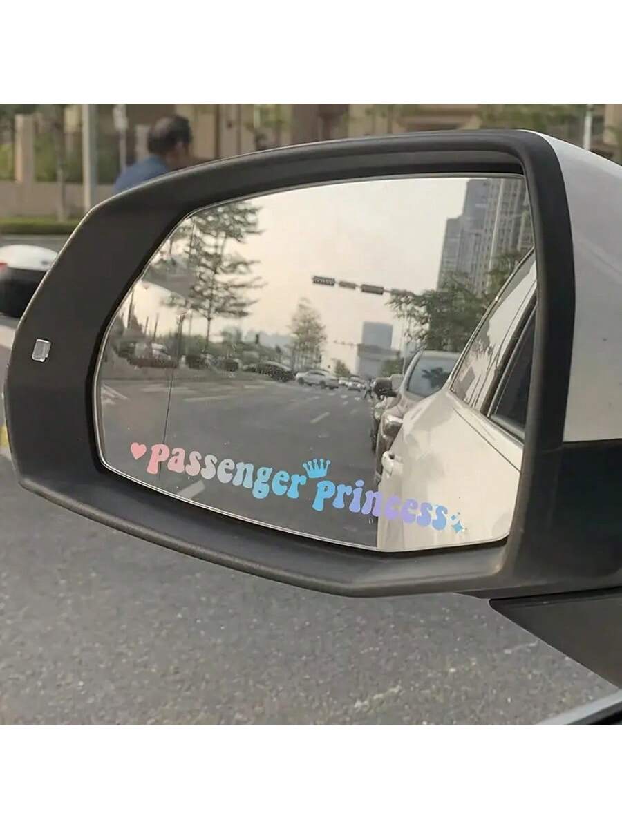 1pc Princess Passenger Sticker, Funny Car Sticker, Truck Car Accessories Rearview Mirror Window JDM Vinyl Letter Sticker, Suitable For Men, Women, Girls, Queen (White, 4.7 Inch)
