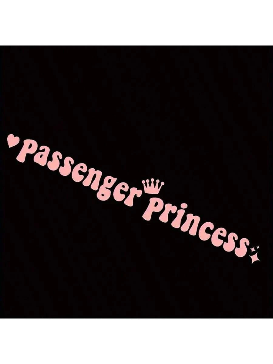 1pc Princess Passenger Sticker, Funny Car Sticker, Truck Car Accessories Rearview Mirror Window JDM Vinyl Letter Sticker, Suitable For Men, Women, Girls, Queen (White, 4.7 Inch)